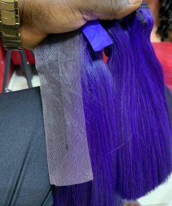 10 Inches Donor Bone Straight Hair Blue 200g with 2×6 Closure