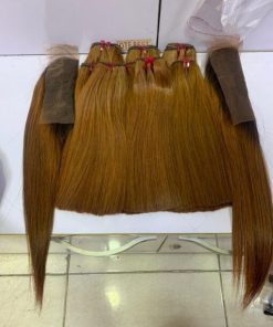 10 Inches Donor Bone Straight Brown Hair with 2×6 Closure