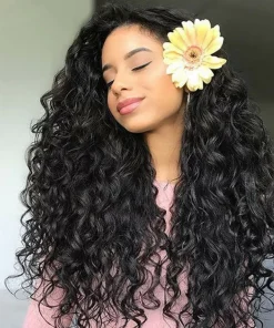 100% Remy Hair Water Wave Bundles with Lace Closure – 3 Bundles 100g Each