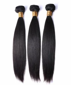 100% Remy Human Hair 3 Bundles with Lace Frontal – Straight, Natural Color