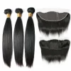 100% Remy Human Hair 3 Bundles with Lace Frontal – Straight, Natural Color