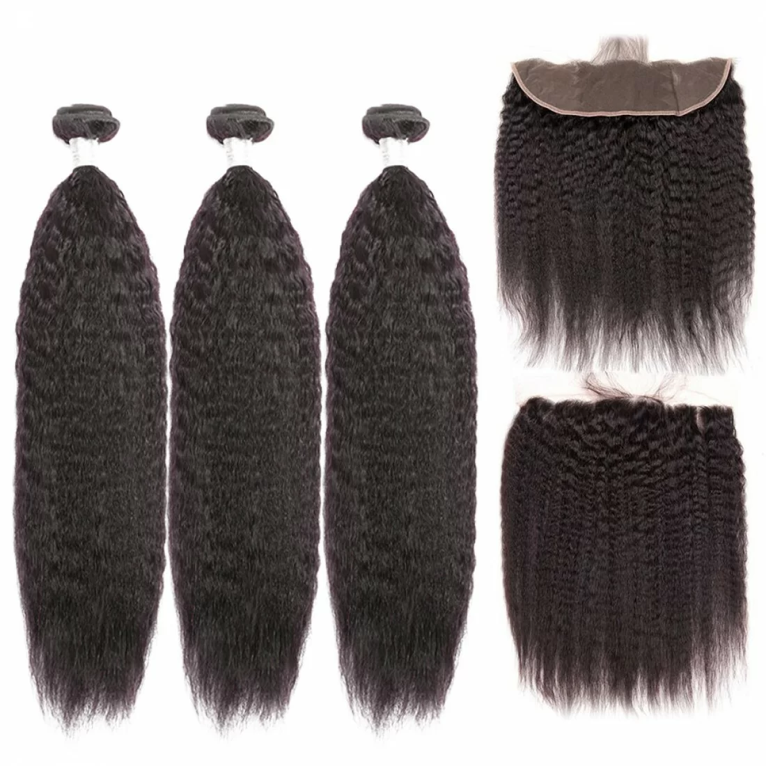 100% Remy Human Hair Bundles with Frontal – Kinky Straight Brazilian Hair Weave