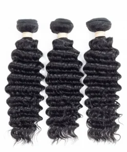 100% Remy Human Hair 3 Bundles with 4x4 Lace Closure – Deep Wave