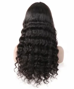 10A Lace Front Wig – Human Hair with Baby Hair, Natural Black, Loose Wave