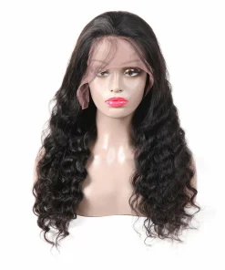 10A Lace Front Wig – Human Hair with Baby Hair, Natural Black, Loose Wave