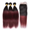 3 Bundles Brazilian Hair Weave with Closure Ombre