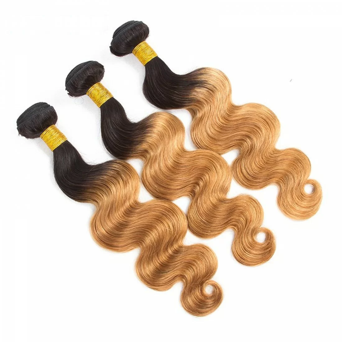 3 Bundles Pre-Colored Ombre Human Hair Body Wave Extensions