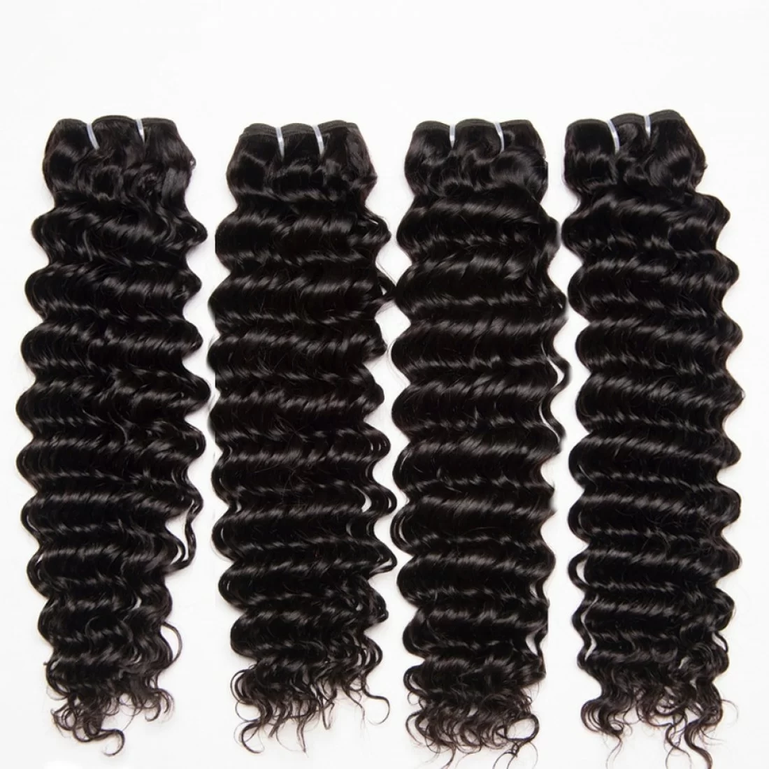 4 Bundles Virgin Hair Deep Wave 100% Human Hair Extensions – Double Weft, No Shedding