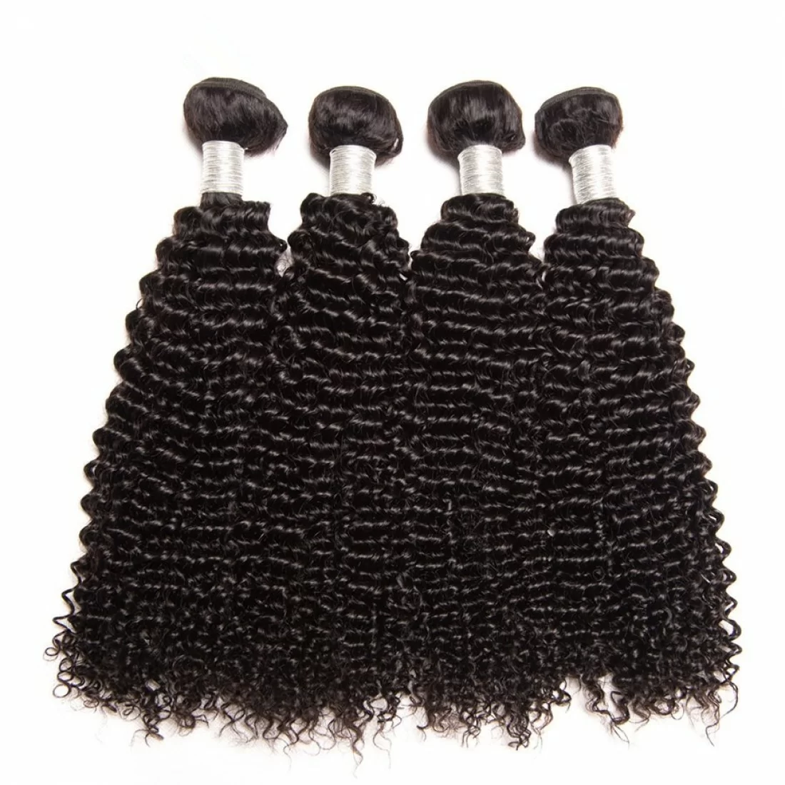 4 Bundles Virgin Hair Kinky Curly 100% Human Hair Extensions – Double Weft, No Shedding