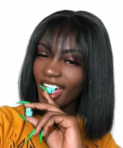Bob Wigs with Bangs Brazilian Remy Straight Hair