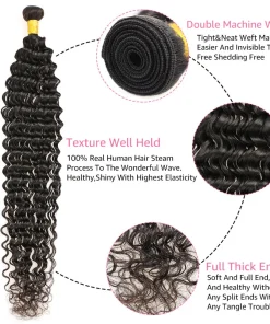 Brazilian Remy Hair Deep Wave Natural Black