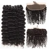Brazilian Virgin Hair Deep Wave 3 Bundles With Frontal