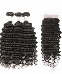 Brazilian Virgin Hair Deep Wave with Lace Closure