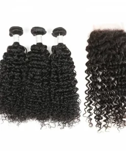 Brazilian Virgin Hair Jerry Curl with Lace Closure