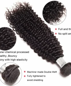 Brazilian Virgin Hair Kinky Curl 3 Bundles With Frontal