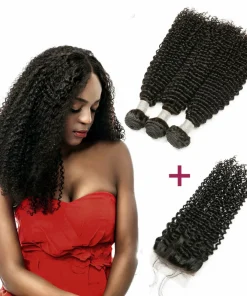 Brazilian Virgin Hair Kinky Curl with Lace Closure
