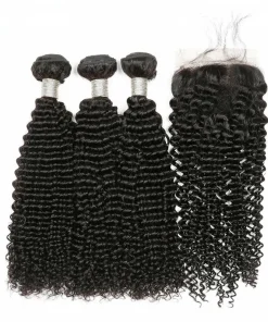 Brazilian Virgin Hair Kinky Curl with Lace Closure