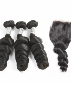 Brazilian Virgin Hair Loose Wave with Lace Closure