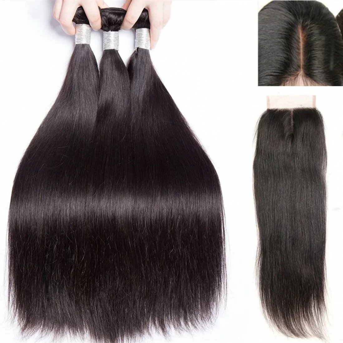 Brazilian Virgin Hair Silky Straight with Lace Closure